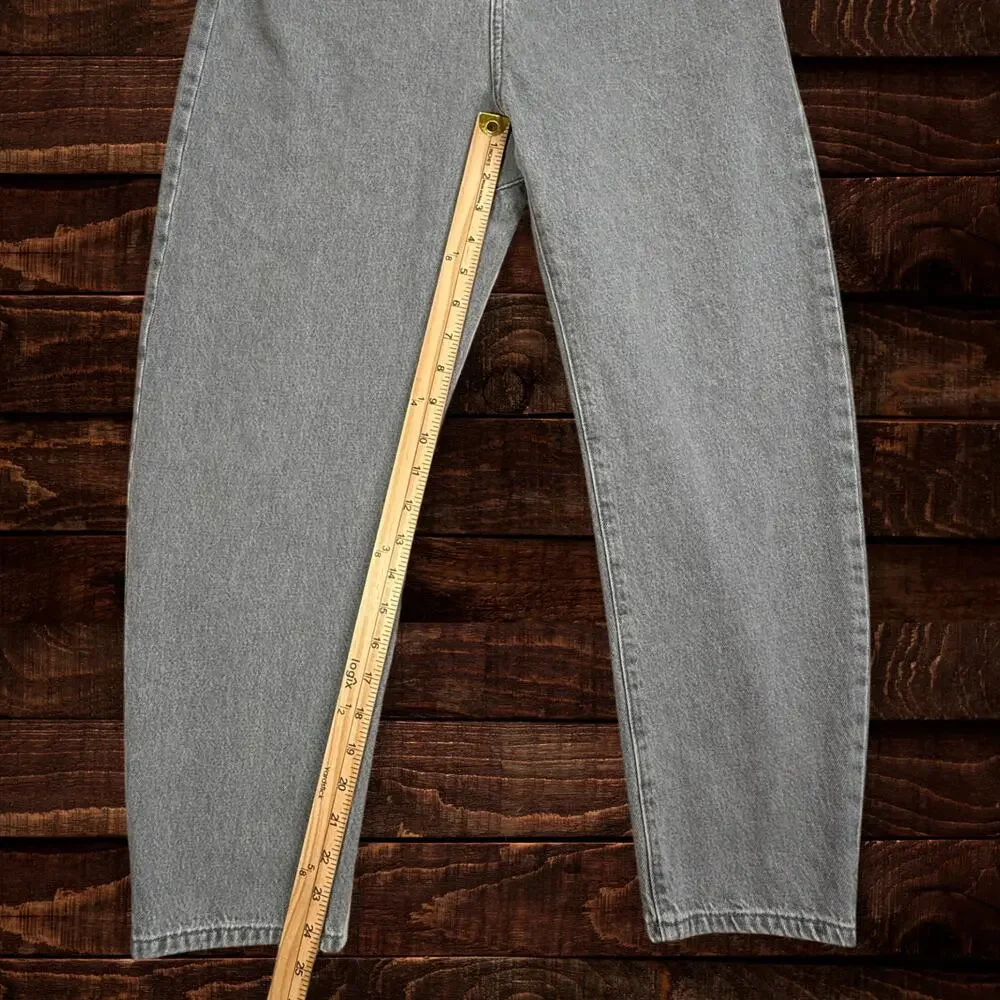 Zara Gray High-Waisted Paperbag Barrel Denim Jeans Button Fly Size 6